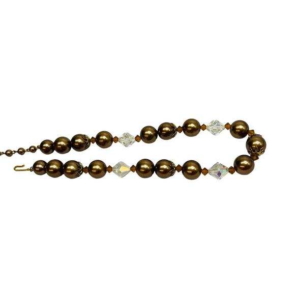 Vintage Lisner Necklace Choker Beaded Strand AB Crystal, Brown, Gold Tone 16 in - Picture 6 of 14